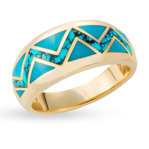 Turquoise River of Love Ring with Flat Edge