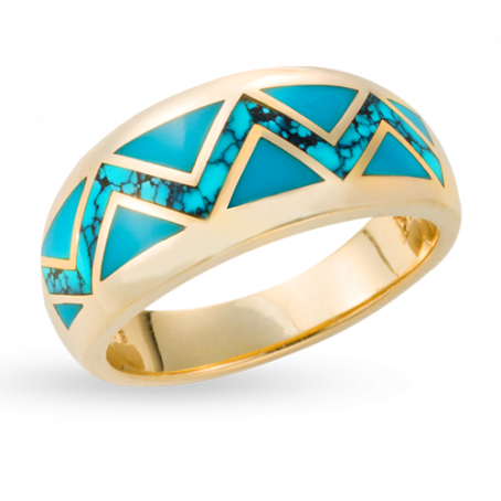 Turquoise River of Love Ring with Flat Edge