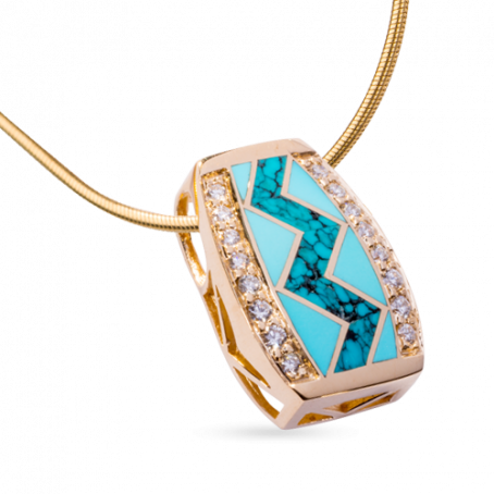 Medium Turquoise River of Love® Pendant with Pavé