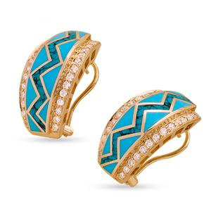 Turquoise River of Love Earrings with Pavé
