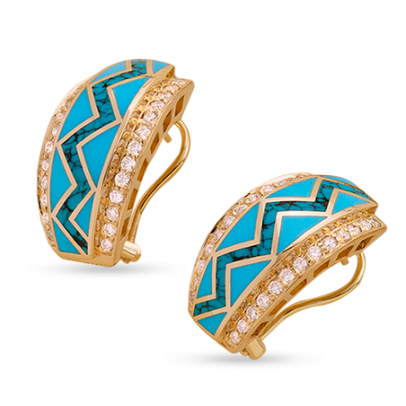 Turquoise River of Love Earrings with Pavé