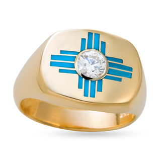 Sleeping Beauty Turquoise Women's Zia Ring with Bezel Set Diamond